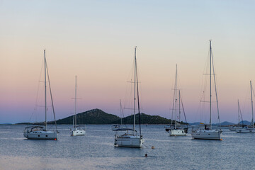 Sailing yachts on the coast of the island of Pasman, Croatia