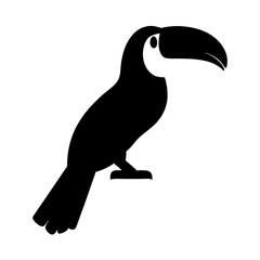 Obraz premium Striking Silhouette of a Toucan Bird Perched on a Branch in Graphic