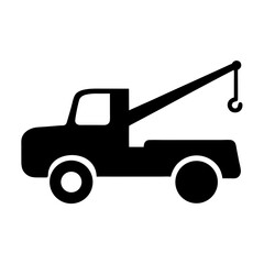 Simple Black Silhouette of a Tow Truck with Hook and Arm