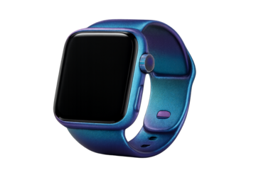 Sleek smartwatch: A close-up, studio shot showcasing a futuristic smartwatch with a vibrant and stylish design, highlighting cutting-edge technology.