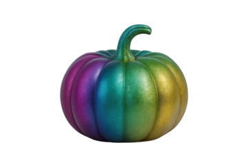 Vibrant Pumpkin: A uniquely colored pumpkin against a soft backdrop. The vegetable showcases a spectrum of color from violet to gold, exuding seasonal vibrancy. 