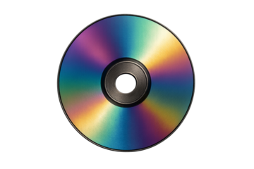 CD-ROM: A high-angle, studio-style shot presents a radiant CD-ROM, its surface alive with a spectrum of iridescent colors.