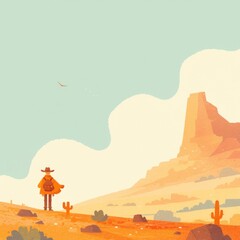Naklejka premium Western plains wanderer in desert scenery
