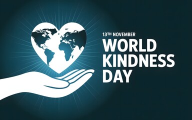 World kindness day concept with a heart shaped globe held in an open hand