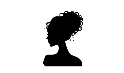 a silhouette of a woman with curly hairbeautiful, black, curl, girl, hair, head, profile, woman 