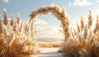 Floral archway in field