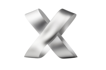 Elegant Silver Ribbons Forming an X Shape on Black