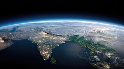 Earth's perspective view of the Indian subcontinent.