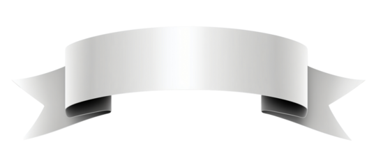 Elegant White Curved Ribbon Banner with Rounded Ends