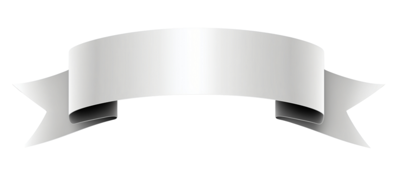 Elegant White Curved Ribbon Banner with Rounded Ends