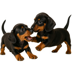 Obraz premium Dachshund puppies on transparent background. Pets. Friends. Cute. Playful.