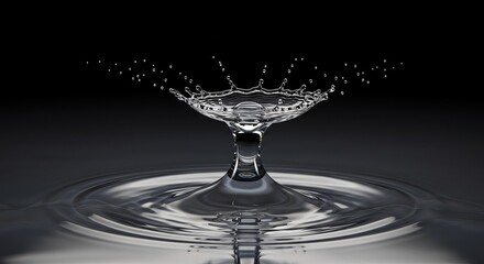 Dynamic water splash frozen in time, creating elegant ripple patterns on black background