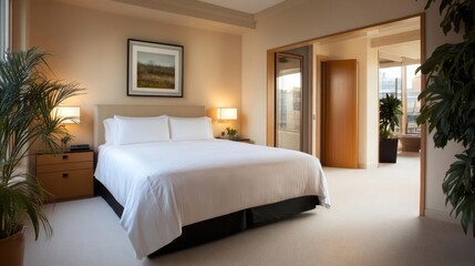 Elegant bedroom interior showcasing serene relaxation and comfort ambiance space design