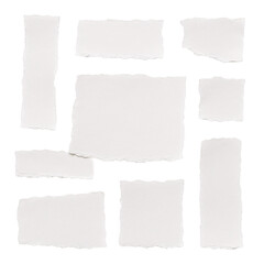 Torn paper pieces on transparent background. Collage. Design. Textures. Creativity.