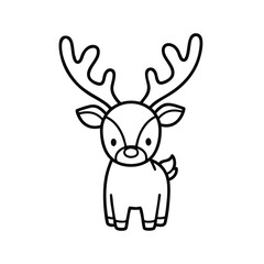 A cute cartoon reindeer with large antlers and a friendly expression, perfect for festive designs and decorations.
