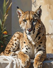 Feline portrait, sunlit, regal