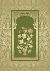 wedding card design, paisley floral pattern , India	