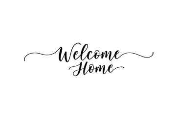 Homecoming celebration welcome home sign personal space decorative indoor perspective. Vector illustration