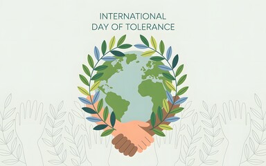 International day of tolerance earth surrounded by diverse hands and leaves