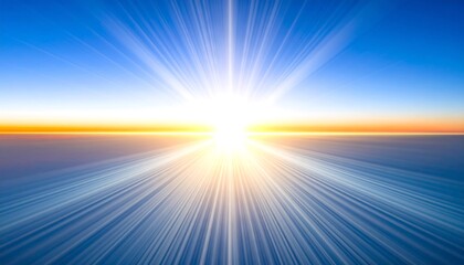 Radiant sunrise, sunburst, horizon