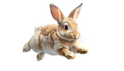 Obraz premium Happy Rabbit Jumping with Ears Up, Transparent PNG