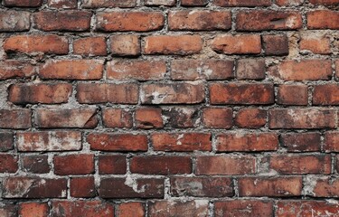 Fototapeta premium Close-up view of a weathered brick wall.