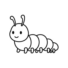 A cheerful cartoon caterpillar with a smiling face and segmented body, showcasing a playful and whimsical design.