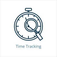 time tracking icon vector illustration, simple line element time tracking with editable stroke, time tracking simple icon, time tracking icon line style vector image