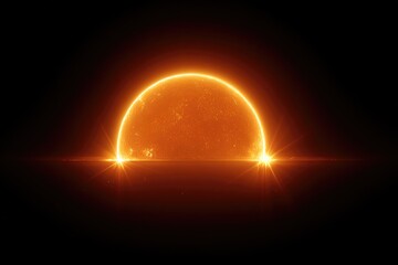 Fiery orb sun, glowing intensely, against dark backdrop