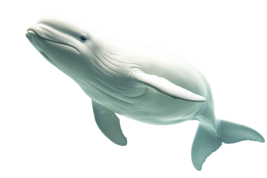 Beluga Whale Digital Art Isolated on Transparent Background