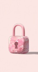 Pink marble padlock on light pink background