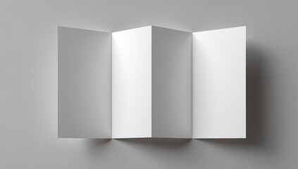 Blank tri-fold brochure on a light gray background