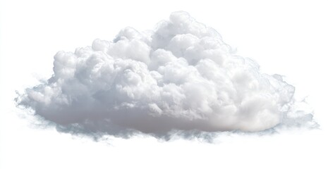 Fluffy white cumulus cloud against white background