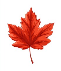 Vibrant red maple leaf, detailed illustration