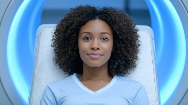 Ct scan analysis for cure of african american woman hospital environment doctor's insight healing journey