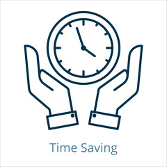 Time Saving icon vector illustration, simple line element Time Saving with editable stroke, Time Saving simple icon, Time Saving icon line style vector image