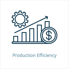 Production efficiency icon vector illustration, simple line element Production efficiency with editable stroke, Production efficiency simple icon, Production efficiency icon line style vector image