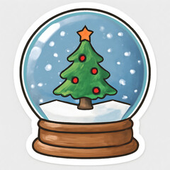 Charming christmas snow globe with tree isolated on white background, perfect for holiday decoration and gifts, christmas, sticker