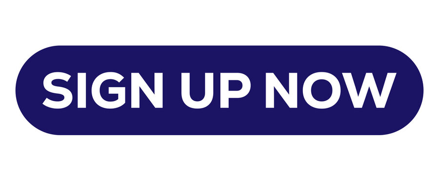 Blue sign up now button isolated on transparent background