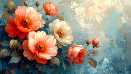 Floral bouquet, soft colors, painted texture