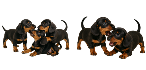 Dachshund puppies on transparent background. Pets. Cute. Friends. Dog.