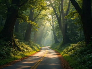 Obraz premium Countryside Road Through Forest