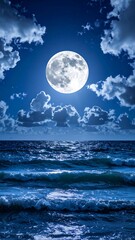 Full moon over a dark sea