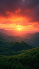 Sunset Sky Over Hills