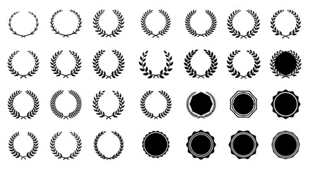 Collection of laurel wreath and seal vector illustrations. © yahya