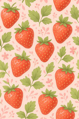 Seamless Strawberry Bliss Background, Cute Strawberry Pattern Wallpaper, Fresh Strawberry Aesthetic Texture, juicy Strawberry Fruit Pattern Design