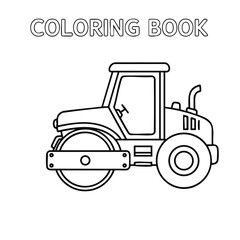 Fototapeta premium A detailed line drawing of a tractor designed for coloring activities, showcasing its unique features and structure.