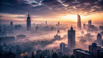 Cityscape Sunrise with Fog
