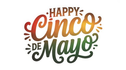 Happy cinco de mayo festive lettering with colorful gradient and decorative elements