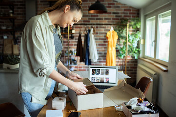 Woman organizing jewelry in home office
